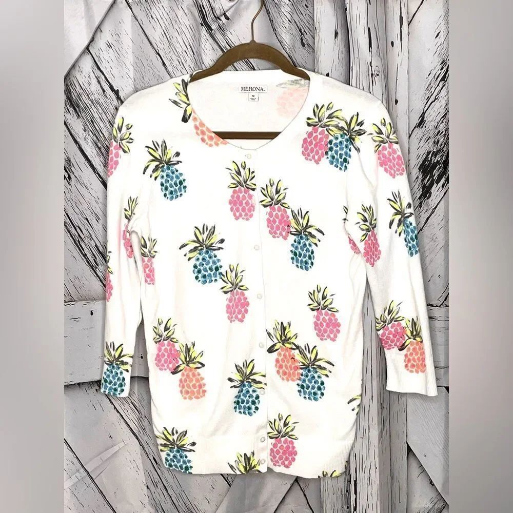 Merona Pineapple Cardigan Sweater M
